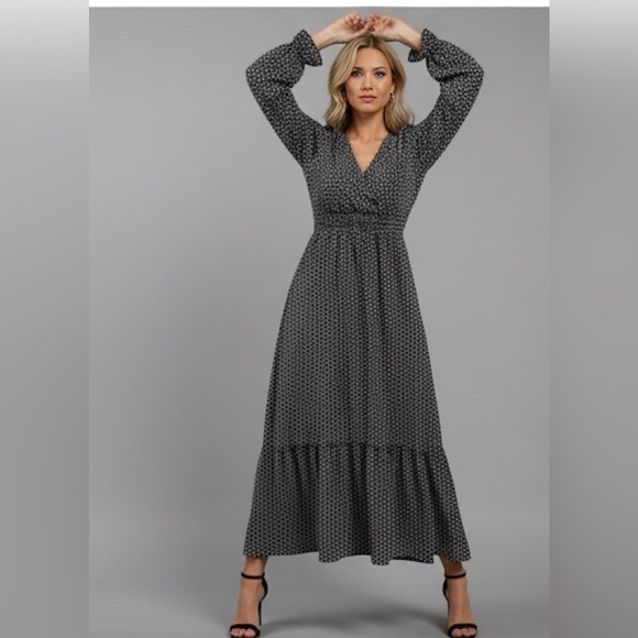 Boho Floral Print Flounce Sleeve Shirred Dress - Picture 3 of 7